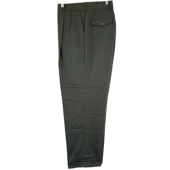 Bill Blass Mens Dress Pants 38 x 30 Green Pleated Polyester Microfiber RB10604 - Picture 1 of 14